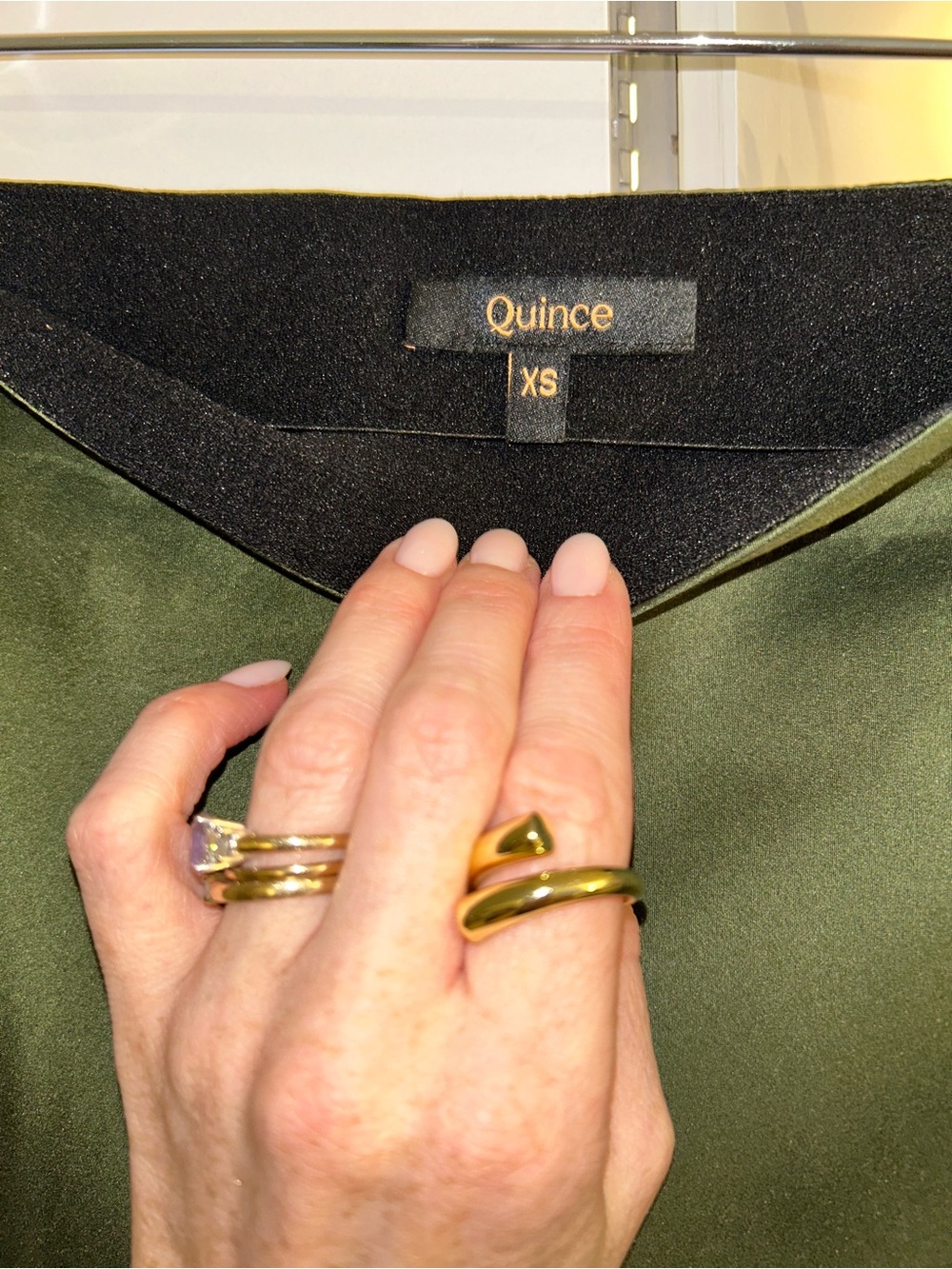 Quince Olive Satin Bias Midi Skirt - Picture 2 of 3